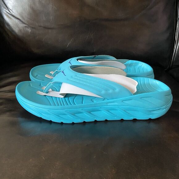 Hoka One One Ora Recovery Flip Flop Thong Sandal Scuba Blue Mens 12 New - Picture 1 of 6